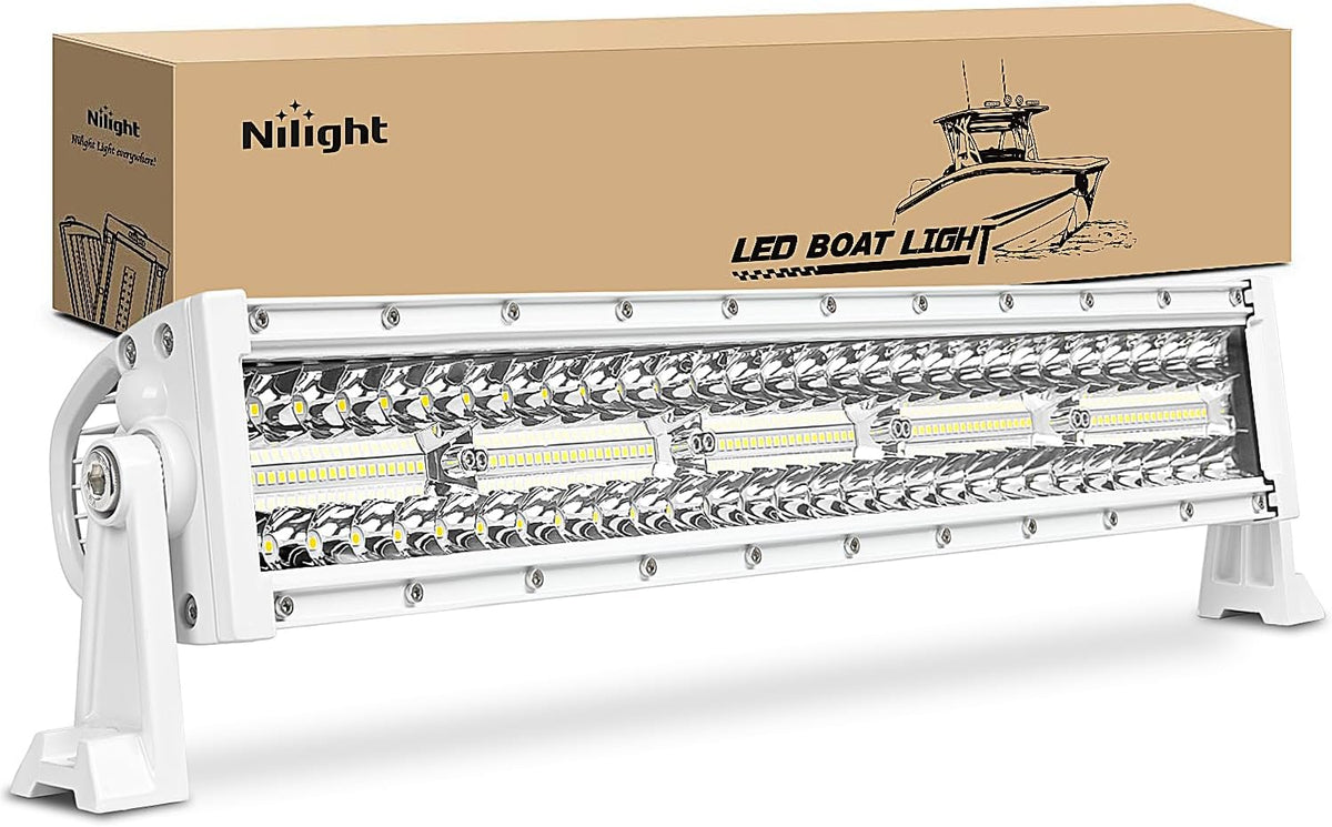 Nilight Marine LED Light Bar Navigation Lights 20Inch White Spot Flood Combo Ponton Boat Deck Dock Lights