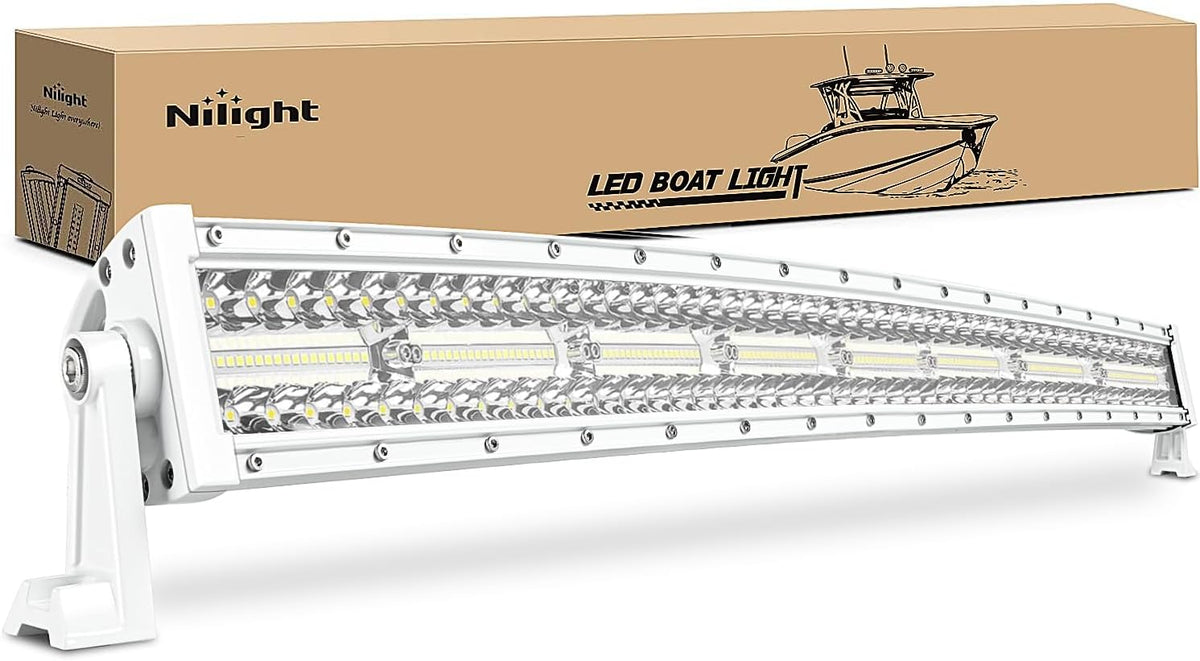 Nilight Marine LED Light Bar Navigation Lights 22Inch White Spot Flood Combo Ponton Boat Deck Dock Lights