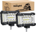 Nilight 19001C-B — Side Shooter Light Bar 2 PCS 4.3 Inch Triple Row Spot Flood Combo