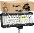 Nilight 19002C-A — Side Shooter Light Bar 7 Inch Triple Row Spot Flood Combo Work Off Road Lighting