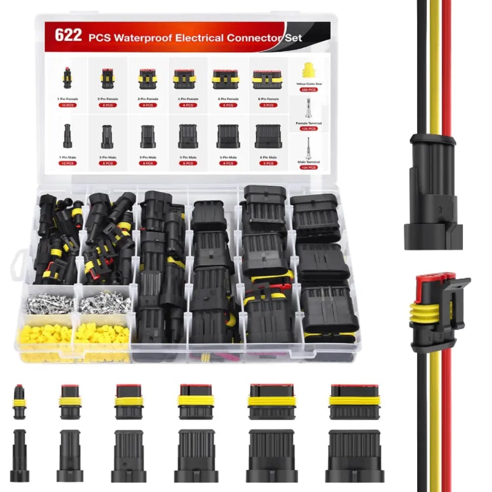 Nilight 50119G 622-piece electrical connector kit with 1–6 pin housings, terminals and cable seals
