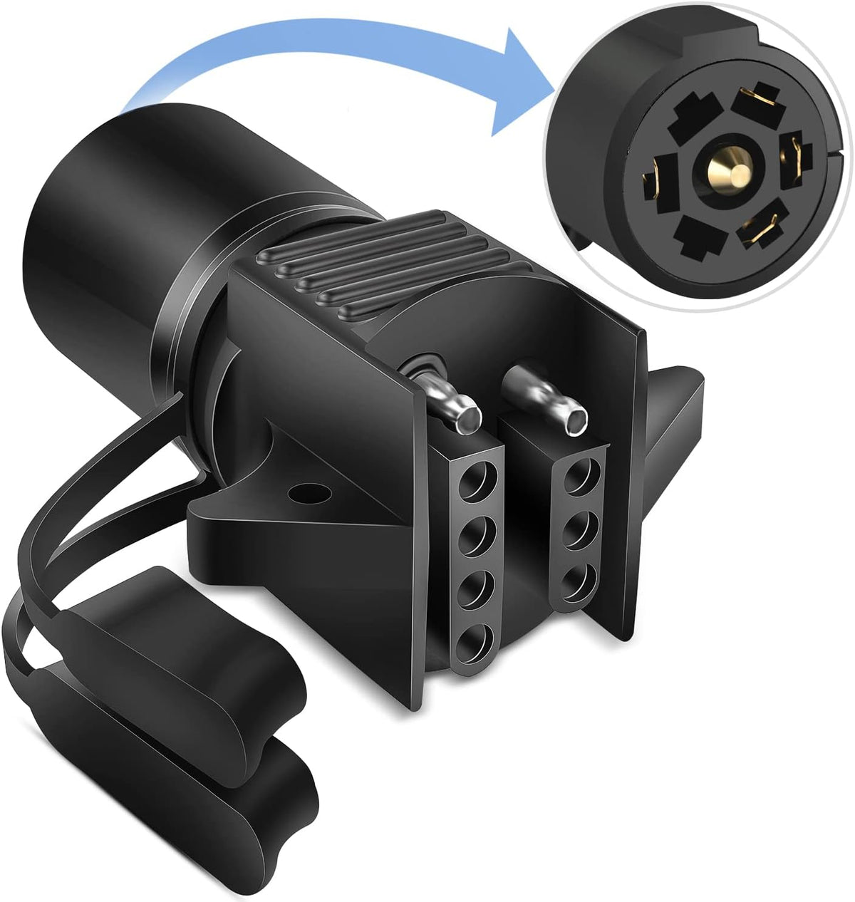 7 Pin Round to 7 Way RV Blade Trailer Adapter Connector Wiring Harness Electric Adapter Plug Connector