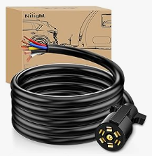 Heavy Duty 7 Way Inline Trailer Plug with 7 Gang Junction Box - 16 Feet Trailer Connector Cable Wiring Harness with Weatherproof Junction Box