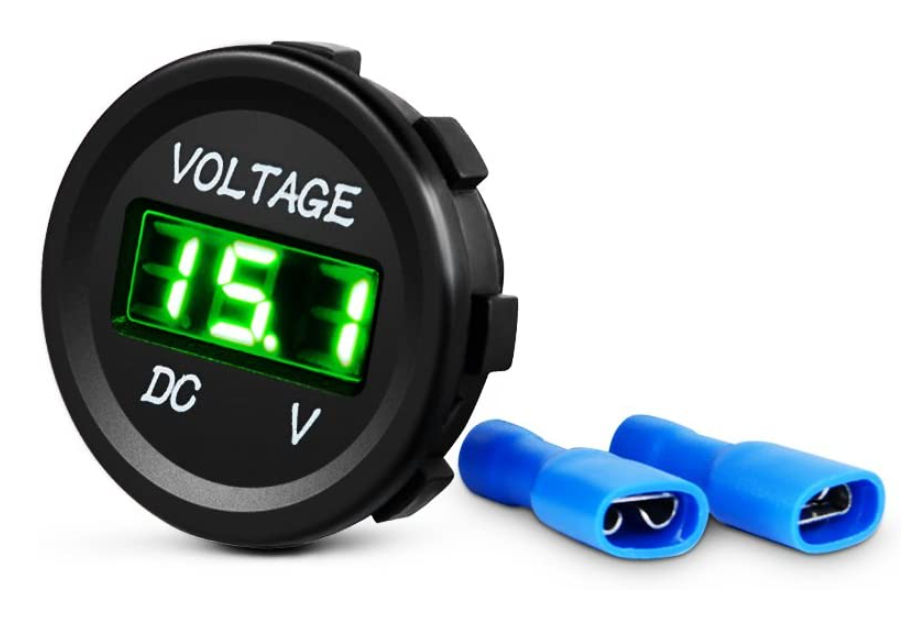LED Digital Display Voltmeter Panel DC12V Waterproof Digital Round Panel VoltVolt Tester Gauge - Nilight 90010B