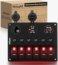 (5 sets/pack) Heavy Duty Rocker Toggle Switch 12V 20A w/ Red Cover SPST ON/Off 2Pin - Nilight 90014E