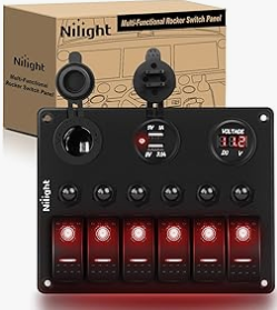 (5 sets/pack) Heavy Duty Rocker Toggle Switch 12V 20A w/ Red Cover SPST ON/Off 2Pin - Nilight 90014E