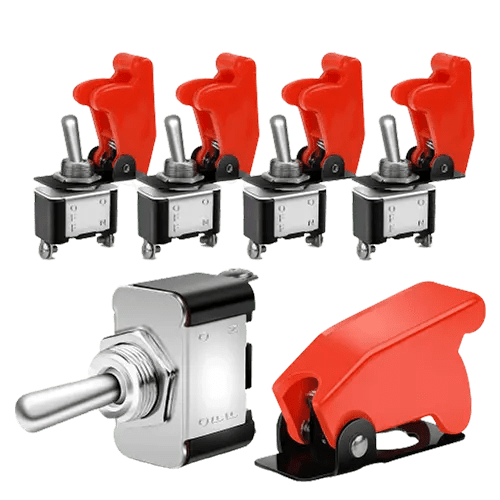 Nilight 90014E — Five on/off toggle switches with red safety covers