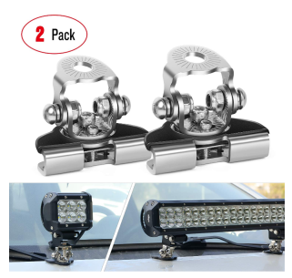 2PCS Universal Adjustable Pillar Hood Led Work Light Mount Bracket Clamp Holder - Nilight 90043B