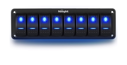 4 Gang Rocker Switch Aluminum Panel Toggle Dash 5 Pin ON/Off Pre-Wired Switches Rocker Switch Panel (Blue) - Nilight 90109D