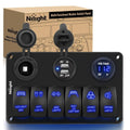 Nilight 90113E — 6 Gang Rocker Switch Panel Laser Etched Aluminum Switch Panel Waterproof Light Bar Switch Panel