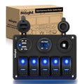 Nilight 90118H — 5 Gang Rocker Pre-Wired Aluminum Switch Panel kit
