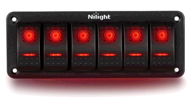 8 Gang Rocker Switch Aluminum Panel Toggle Dash 5 Pin ON/Off Pre-Wired Switches Rocker Switch Panel (Red) - Nilight 90138H