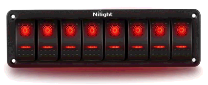 4 Gang Rocker Switch Aluminum Panel Toggle Dash 5 Pin ON/Off Pre-Wired Switches Rocker Switch Panel (Green) - Nilight 90139D