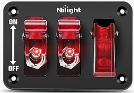 Cigarette Socket Panel 12V/24V 3 Cigarette Lighter Adapter with Dual USB Charger LED Voltmeter and ON Off Rocker Switch - Nilight 90145F