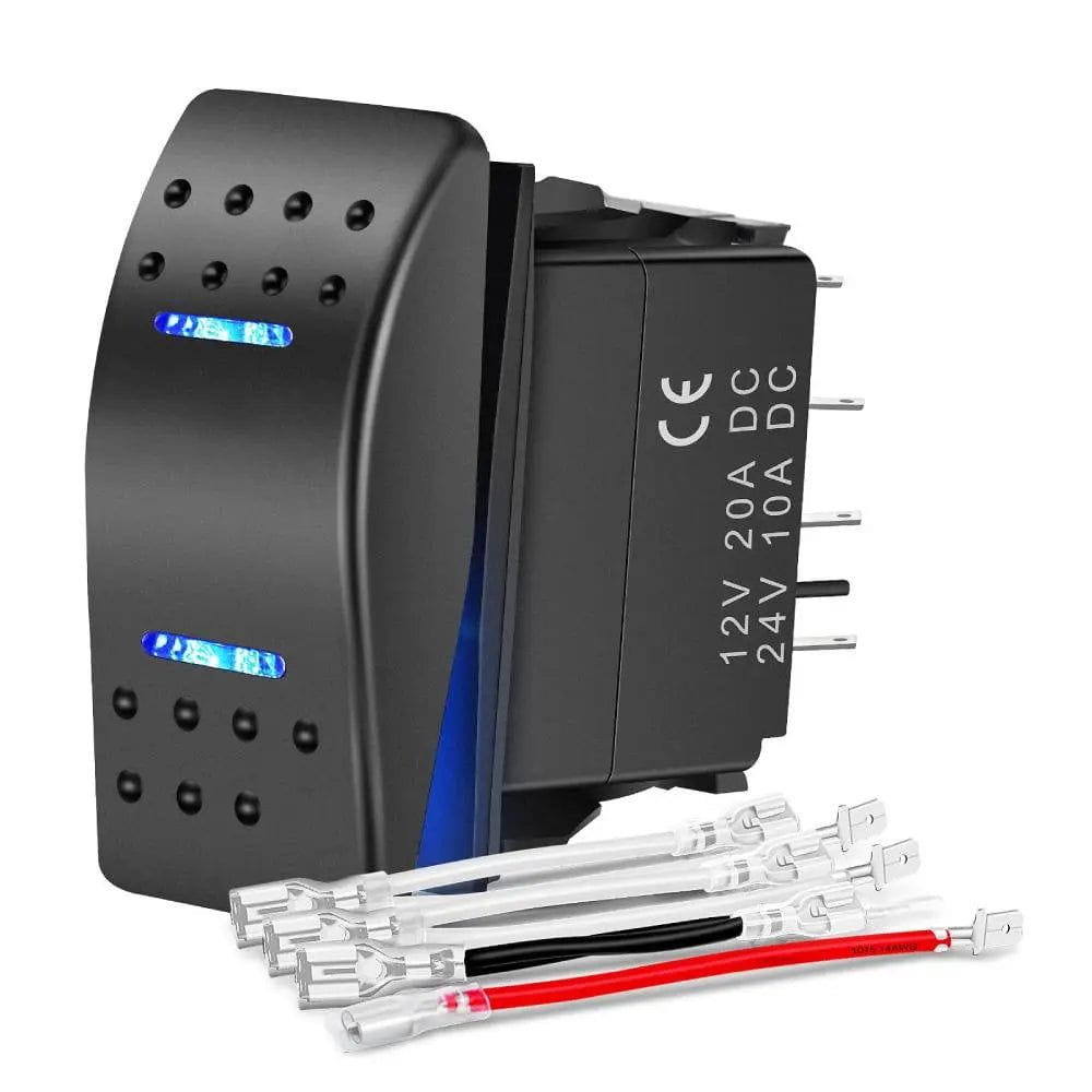 Nilight 90175B-A — 7Pin Momentary Rocker Switch Toggle ON Off DPDT 12V 24V Switch with Jumper Wires