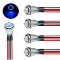 Nilight 16mm Push Button Switch 5PCS with Pre Wired Harness 12V 24V Stainless Steel Self Locking Latching LED Round Switches SPDT 4Pin - Nilight 90253B-A
