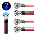 Nilight 19mm Push Button Switch 5PCS with Pre Wired Harness 12V 24V Stainless Steel Self Locking Latching LED Round Switches SPDT 4Pin - Nilight 90254B-A