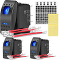 Nilight Blue Rocker Switches with DIY Labels (3-Pack)