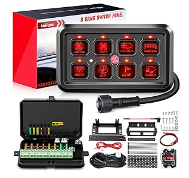 6 Gang Switch Panel Universal Circuit Control Relay System with Fuse Wiring Harness Automatic Dimmable ON-Off LED Switch Pod - Nilight 90283F