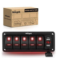 Nilight Red 5-Gang Switch Panel with Dual USB Charger and Voltmeter