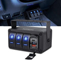 Nilight Blue 3-Gang Switch Box with USB-C, QC 3.0 USB and Voltmeter