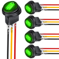 Nilight 90345G — 12V Green LED Round Waterproof Rocker Switch
