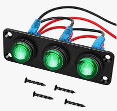 3 Gang Rocker Switch Panel 12V Waterproof On-Off Toggle Switches with Red LED Light 3 Pin Rocker Switch Panel - Nilight 90412R