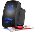 Rocker Switch Light Bar 5 Pin Laser On Off SPST Switches 20A/12V 10A/24V Blue with Jumper Wires Set - Nilight 90424B