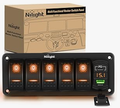 4 Gang Rocker Switch Panel with PD Type C and USB Charger Voltmeter 12V SPST ON Off Switch Panel with Orange Backlit Waterproof Aluminum Rocker Switch Panel - Nilight 90439A