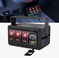 2 Gang Rocker Switch Box 12V SPST ON Off Toggle Switch PD Type C and QC 3.0 USB Charger Voltmeter LED Light Waterproof Aluminum Mount Bracket Switch Panel - Nilight 90442G