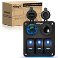 Nilight 3-Gang Switch Panel with USB-C, USB and Power Socket