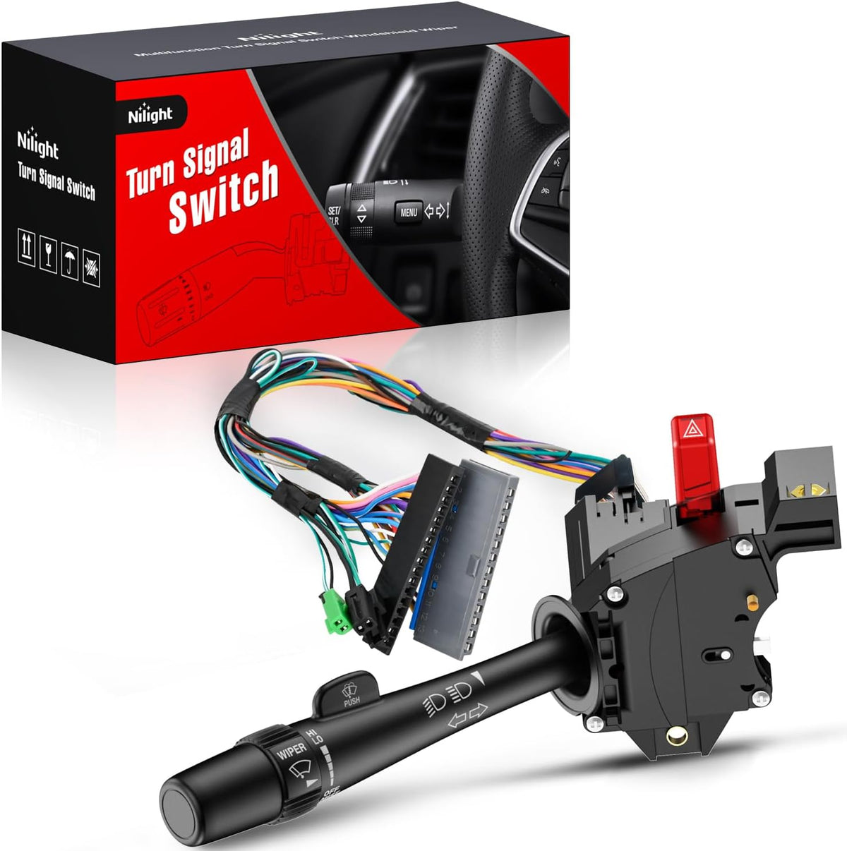 Nilight 90626A — Turn Signal Switch Compatible with 1998 1999 2000 2001 2002 2003 2004 2005 Chevy Blazer GMC Samona Oldsmobile Bravada 1998-2004 Chevy S10 Pickup Multifunction Combination Lever Switches