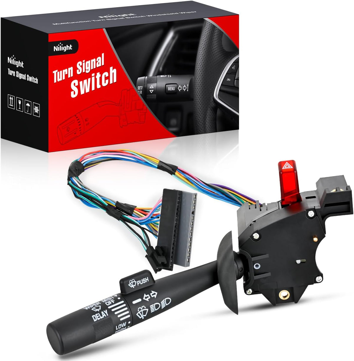 Nilight 90638A — Turn Signal Switch Compatible with 1995 1996 1997 1998 1999 Chevy C1500 K1500 Pickup Tahoe GMC C1500 K1500 Pickup Yukon 1995-2000 Chevy C2500 K2500 K3500 Pickup GMC C2500 K2500 Pickup