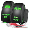 2 Pack Rear Lights Rocker Switch 5Pin Laser On Off SPST 20A/12V 10A/24V Switch Red LED - Nilight 90735B-A