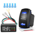 Nilight 90745B — Turn Signal Switch with Flasher Relay Kit 4PIN ON Off ON Rocker Switch w/Blue LED Laser Etched SPDT Toggle Switches 12V 20A 24V 10A Jumper Wires