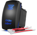Auxiliary Battery Rocker Switch Led Light Bar 5 Pin Laser On Off SPST Switches 20A/12V 10A/24V Blue with Jumper Wires Set - Nilight 90768B