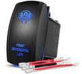 LED Wheel Light Rocker Switch Led Bar 5 Pin Laser On Off SPST Switches 20A/12V 10A/24V Blue with Jumper Wires Set - Nilight 90775B