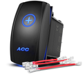 A/C Rocker Switch Led Light Bar 5 Pin Laser On Off SPST Switches 20A/12V 10A/24V Blue with Jumper Wires Set - Nilight 90785B