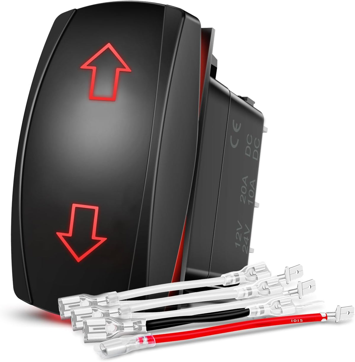 Nilight 90791B — Arrows Momentary Switch 7PIN (ON)-OFF-(ON ) rocker switch with 14 AWG jumper wires