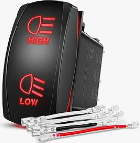 Arrows Momentary Switch 7PIN (ON)-OFF-(ON ) rocker switch with 14 AWG jumper wires - Nilight 90793B