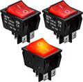 Nilight 90809A three red illuminated four-pin DPST rocker switches