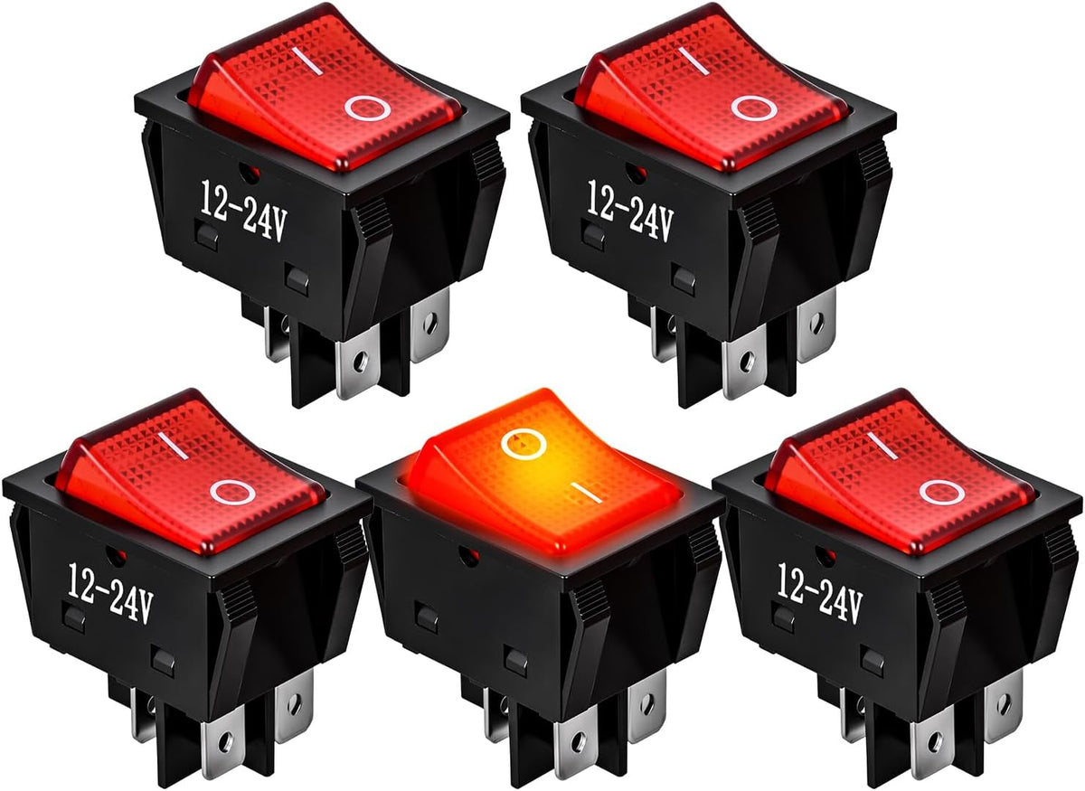 Nilight 90810A — 4 PIN Red LED Rocker Switch 12-24VDC