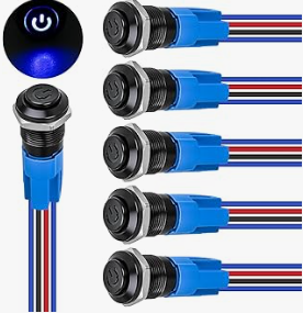 12mm Waterproof Momentary Push Button Switch 2 PIN - Nilight 90814A