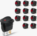 12PCS Round Rocker Switches 12V 24V 20A Yellow LED Toggle swtiches SPST 3 Pin 2 Position for Car Truck Vehicle Boat Marine Rocker On Off Control - Nilight 90834A