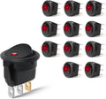 Nilight 90835A — 12PCS Round Rocker Switches 12V 24V 20A Red LED Toggle swtiches SPST 3 Pin 2 Position for Car Truck Vehicle Boat Marine Rocker On Off Control