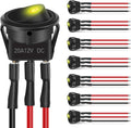 Nilight 90837A — 8PCS Round Rocker Switches 12V 24V 20A Yellow LED Toggle swtiches SPST with 16AWG Presoldered Wires 3Pin 2Position for Car Truck Vehicle Boat Marine Rocker On Off Control