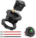 Nilight 90843A — 1PC Round Rocker Switch with Shell 12V 24V 20A Green LED Toggle swtich with 16AWG Wires SPST 3Pin 2 Position for Car Truck Vehicle Boat Marine Rocker On Off Control