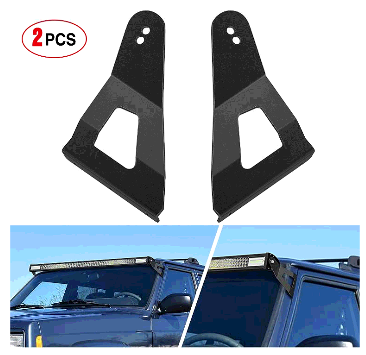 2PCS 50” Curved LED Light Bar Bracket at Upper Windshield Roof Cab for 1984-2001 Jeep Cherokee XJ & 1986-1992 Comanche MJ - Nilight 91063B