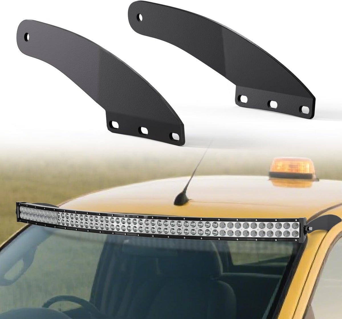 Nilight 50-Inch Curved Light Bar Brackets for 1993–2011 Ford Ranger; manufacturer product and installation views