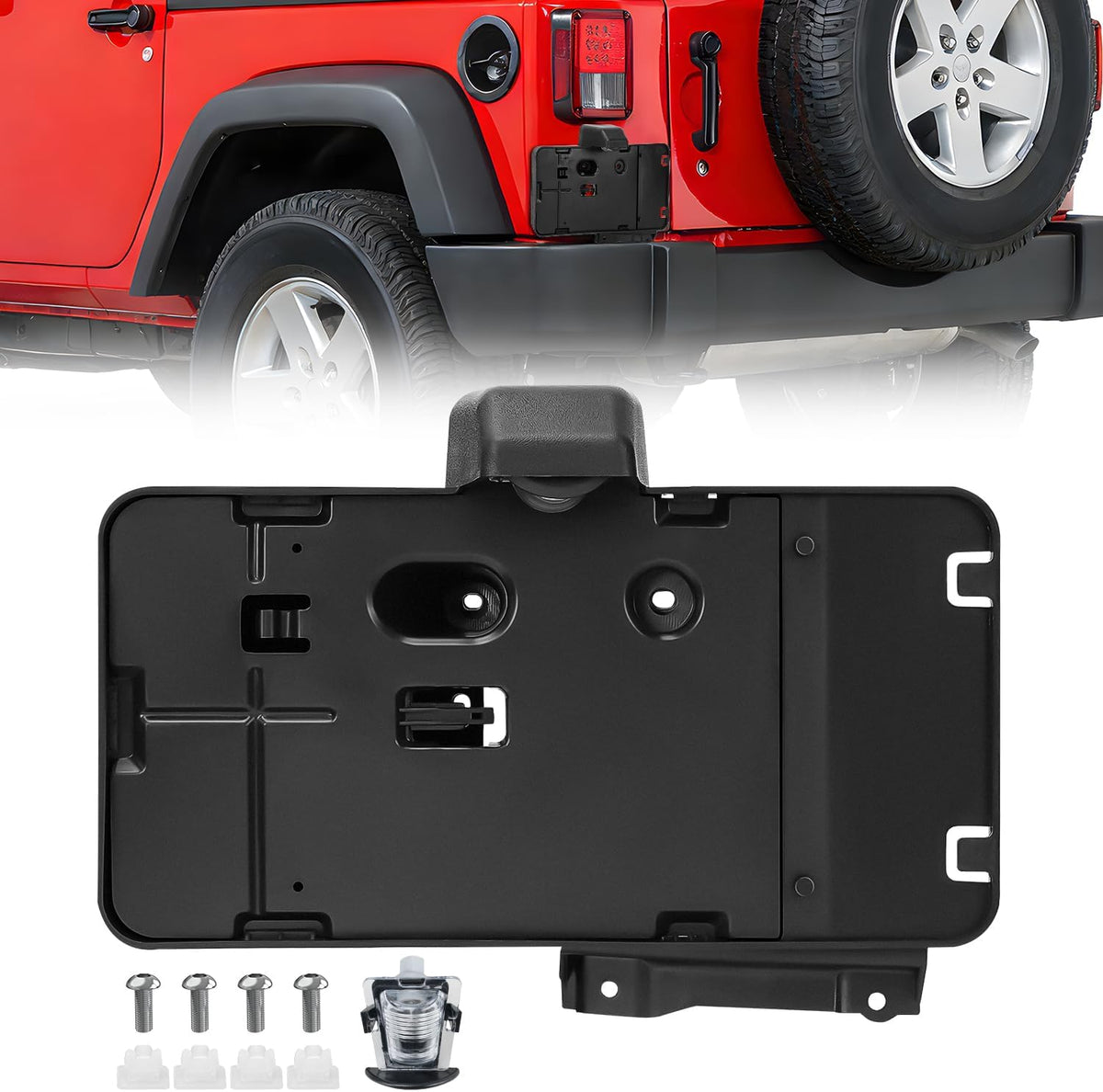 Nilight Rear License Plate Holder with Light for 2007–2018 Jeep Wrangler JK